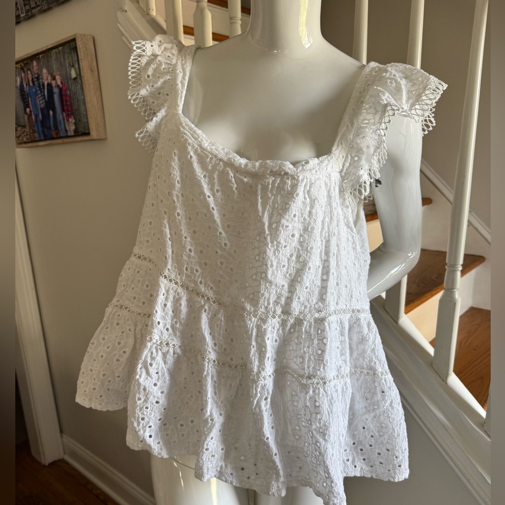 Arula White Eyelet Tank Top Size A (1X 14/16)
